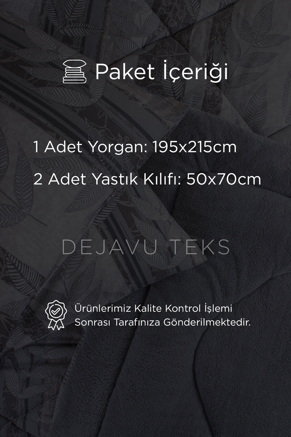 Çift Kişilik Welsoft Yorgan Seti + 2 Yastık Kılıfı | Pamuklu Yaprak Desen Çift Taraflı Yorgan Takımı