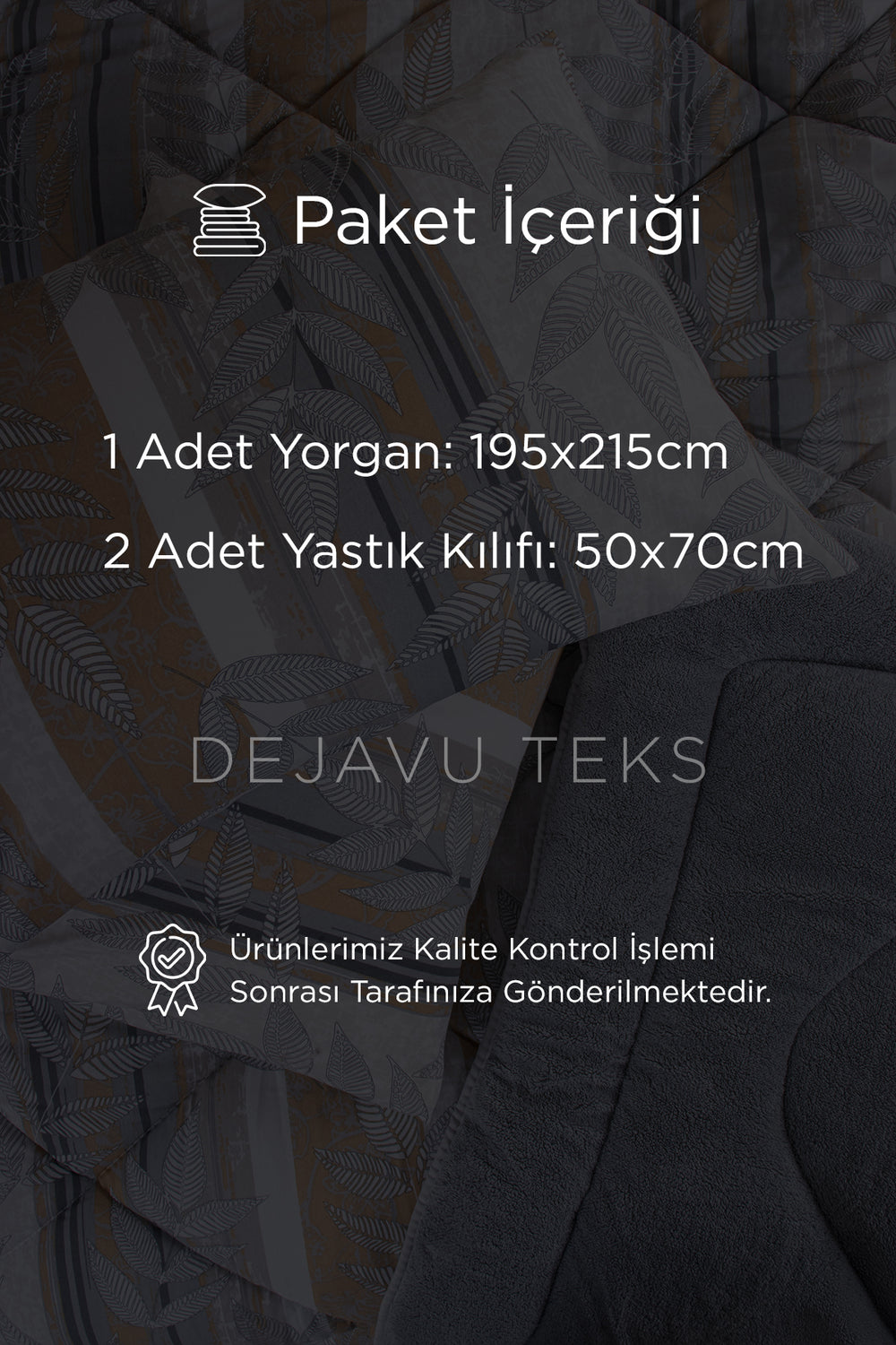 Çift Kişilik Welsoft Yorgan Seti + 2 Yastık Kılıfı | Pamuklu Yaprak Desen Çift Taraflı Yorgan Takımı