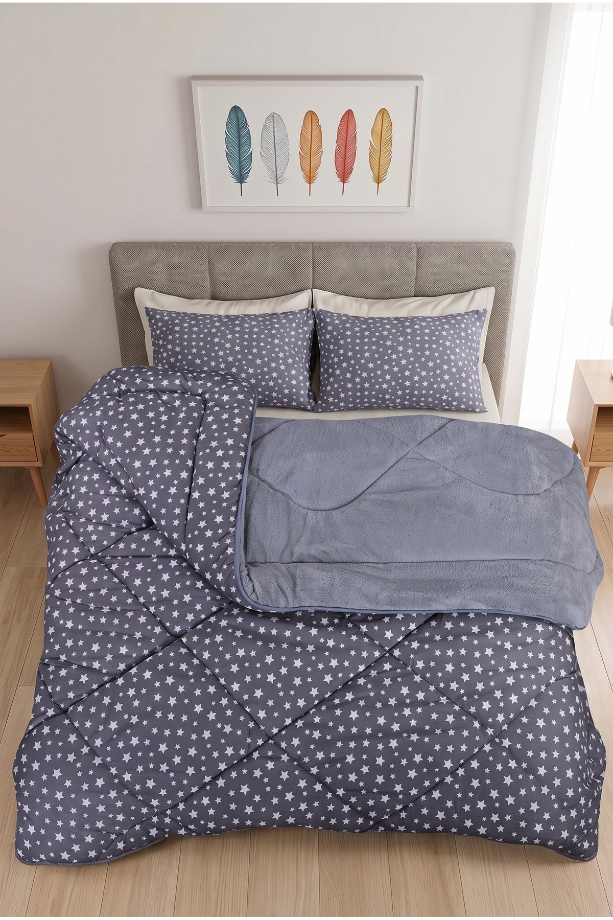 Çift Kişilik Pamuklu Welsoft Yorgan Seti –Yorgan+Yastık Kılıfı | 4 Mevsim Kullanıma Uygun |