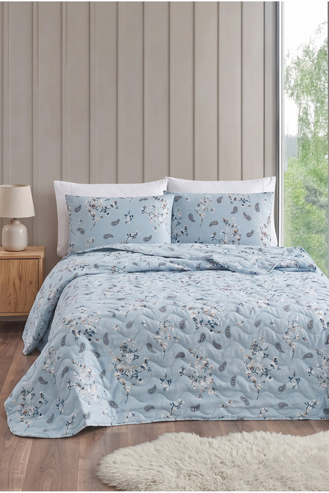 Kapitoneli Battal Boy Desenli Pike - Yatak Örtüsü Takımı 200x230 cm - 2 Adet Yastık Kılıflı