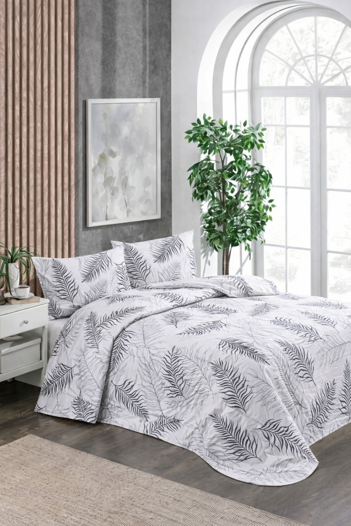 Kapitoneli Tek Kişilik Desenli Pike - Yatak Örtüsü Takımı 170x230 cm - 1 Adet Yastık Kılıflı