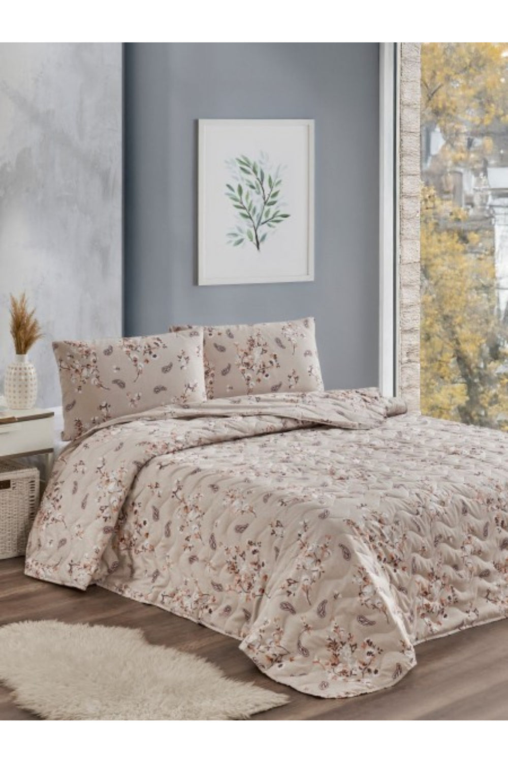 Kapitoneli Tek Kişilik Desenli Pike - Yatak Örtüsü Takımı 170x230 cm - 1 Adet Yastık Kılıflı