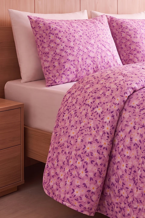 Papatya Desenli Kapitone Tek Kişilik Pike Seti | 1 Adet Pike 160x230 cm, 1 adet Yastık Kılıfı 50x70 cm | Yumuşak, Pamuklu Set